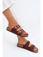 Dámské Pantofle S Přezkami Z Eko Kůže Hnědé Iskira