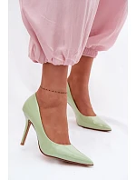 Klasické lakované lodičky z imitace kůže Zelené Odira