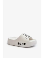 Dámské pěnové pantofle na masivní podrážce s medvídkem, bílá Lamira