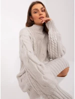 Dámské svetrové šaty 2367-1.35P světle béžové - Fprice Dámské svetrové šaty 2367-1.35P světle béžové - Fprice