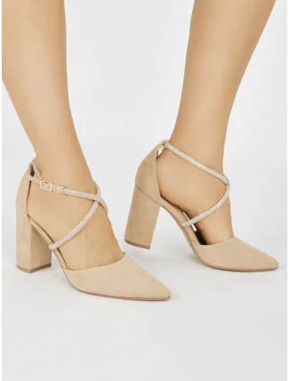 Moderní dámské hnědé lodičky na širokém podpatku Moderní dámské hnědé lodičky na širokém podpatku