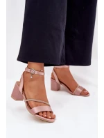 Dámské Sandály Na Podpatku S Krystaly Vinceza 20268 Béžové Dámské Sandály Na Podpatku S Krystaly Vinceza 20268 Béžové