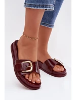 Dámské pantofle s zlatou sponou bordové Rosivana