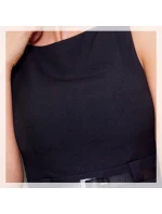 Dámské společenské šaty FOLD se sklady a páskem středně dlouhé černé - Černá - Numoco