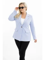 Dámská móda z viskózy Plus Size s dlouhým rukávem a límcem modrá