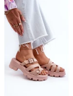 Vonné Dámské Pantofle Na Nízkém Podpatku ZAXY NN285044 Růžové Vonné Dámské Pantofle Na Nízkém Podpatku ZAXY NN285044 Růžové