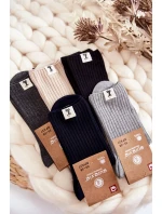 Dámské žebrované ponožky bez tlaku Tmavě šedá