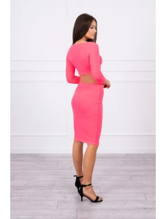 Souprava halenky a sukně růžová neonová