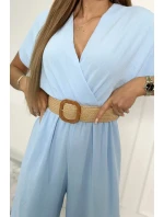 Kombinéza s ozdobným páskem v pase modrá Kombinéza s ozdobným páskem v pase modrá