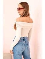 Dámská halenka s dlouhým rukávem a odhalenými rameny béžový