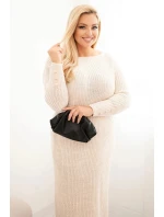 Dámské svetrkové šaty Plus Size s mohairu béžové