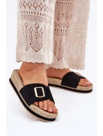 Dámské Sandały Na Platformě Se Zlatou Přezkou Černé Selira