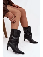 Dámské kotníkové boty na jehlovém podpatku z eko kůže Norell – černé