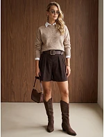 Dámské volné kordurové šortky v čokoládové barvě FashionStreet SY0589