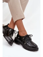 Dámské lakované kožené polobotky s připínacími doplňky Artiker – černé