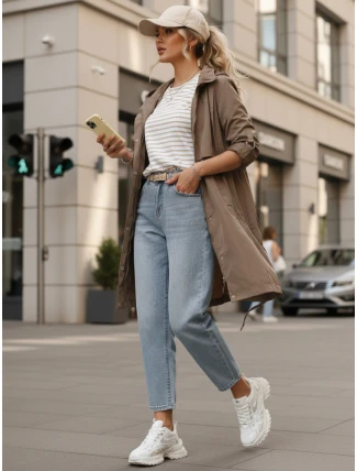 Dámská přechodná bunda parka tmavě béžová FashionStreet TY5558 Dámská přechodná bunda parka tmavě béžová FashionStreet TY5558