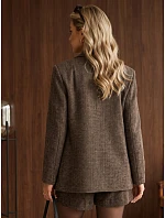 Dámská sako s kostkovaným vzorem, hnědé, FashionStreet PY0155 Dámská sako s kostkovaným vzorem, hnědé, FashionStreet PY0155