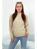 Svetr s dekorativní vazbou béžový