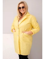 Dámská bunda Plus Size prošívaná s ozdobnými knoflíky a límcem žlutá