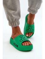 Dámské pěnové žabky na masivní podrážce s medvídkem Zelené Lamira