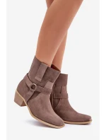 Botky Z Přírodní Semiše Na Podpatku Hnědé Zazoo 3444/2