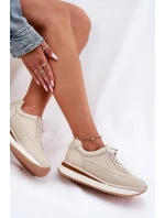 Kožené Dámské Tenisky Na Platformě Big Star RR274A334 Béžové Kožené Dámské Tenisky Na Platformě Big Star RR274A334 Béžové