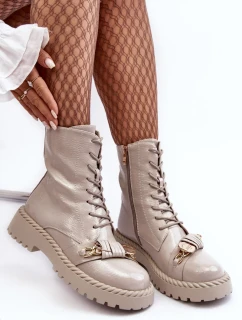 Dámské patentované pracovní boty s dekorací D&A světle šedá