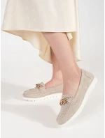 Módní hnědé  mokasíny dámské platforma