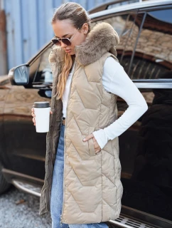 Dámská prošívaná béžová vesta FashionStreet TY5263