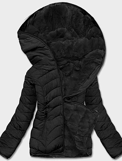 Dámská krátká oboustranná zimní bunda černá (2M-21507)
