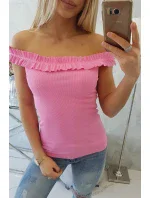 Třpytivá halenka s volánky světle růžová Třpytivá halenka s volánky světle růžová