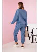 Komplet teplákové + kalhoty máslová látka denim melír