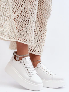 Kožené Dámské Tenisky S Náramkem CheBello 4406 Bílé