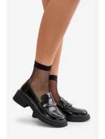 Lakované Dámské Mokasíny S Ozdobou Černé D&A LZ42-031 Lakované Dámské Mokasíny S Ozdobou Černé D&A LZ42-031