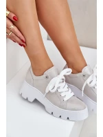 Tenisky Sportovní Boty Na Platformě CheBello 4632 Stříbrné