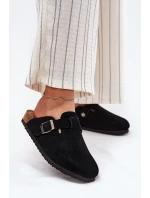 Semišové Dámské Pantofle S Přezkou Big Star RR274A384 Černé