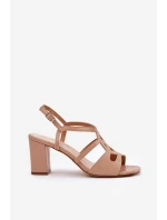 Dámské sandály na sloupkovém podpatku béžové Sergio Leone SK884