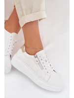 Kožené dámské polobotky s zipem bílé Althea