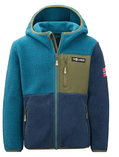 Dětská fleecová bunda s kapucí Trollkids Aurlandsfjord Blue/Green (466-104)
