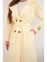 Dámský kabát v pase s límcem žlutý