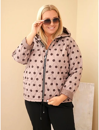 Dámská bunda Plus Size s kapucí puntíky fango