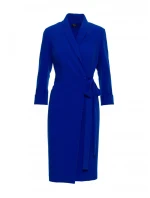 S415 Košilové šaty vázané v pase - královská modř