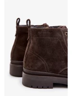 Semišové Zateplené Pánské Kotníkové Boty na Zip Big Star Hnědé