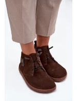 Dámské semišové barefoot polobotky s ozdobným detailem Zazoo – čokoládové