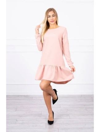 Šaty s volánem tmavě pudrově růžové