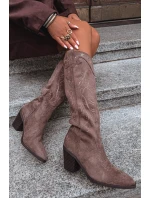 Dámské kozaki na podpatku z eko semiše khaki Coretta Dámské kozaki na podpatku z eko semiše khaki Coretta