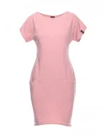 B050 Midi šaty s kapsami ve švu - pudrové