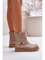 Dámské Kožené Botky Na Plochém Podpatku Béžové Lewski 3610 Dámské Kožené Botky Na Plochém Podpatku Béžové Lewski 3610