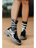 Lakované Kotníkové Boty Se Zdobením Černé Kikizelle