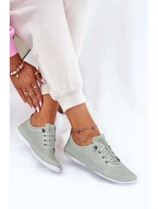 Dámské polobotky z přírodní kůže Artiker – světle zelené